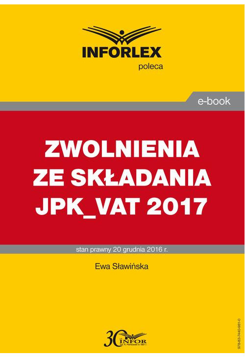 ZWOLNIENIA ZE SKŁADANIA JPK_VAT 2017