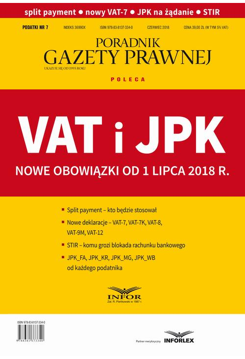 VAT i JPK Nowe obowiązki od 1 lipca 2018 r