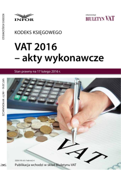 VAT 2016 - akty wykonawcze