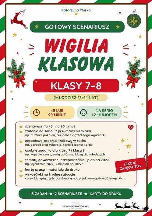Wigilia klasowa. Gotowy scenariusz dla klas 7-8 na 45 i 90 minut — Katarzyna Skoczylas-Płuska