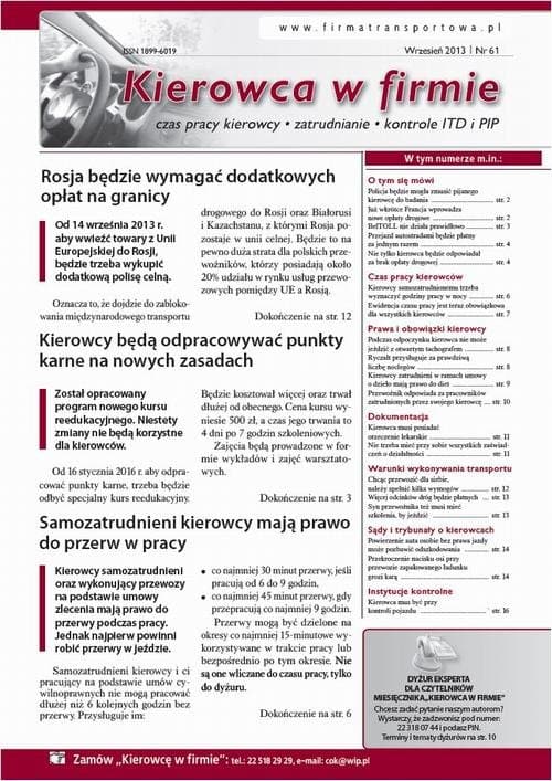 Kierowca w firmie wrzesień 2013 nr 61